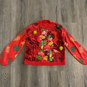 Women’s flamingo ugly Christmas sweater